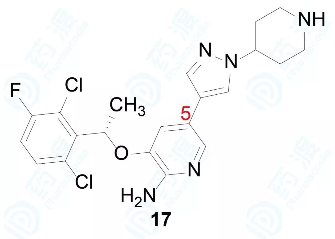 用五元含氮芳环替换5-苯环可增加水溶性,例如含5-吡唑或咪唑化合物的