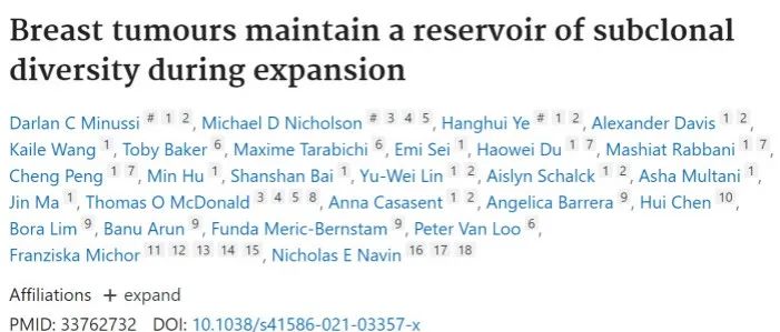 Nature | MD安德森癌症中心开发新型单细胞测序方法，证实乳腺肿瘤在进展过程中保持亚克隆多样性